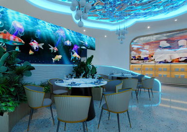 海洋主题自助餐厅装修设计案例效果图